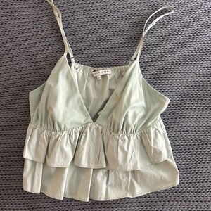 Light Green Ruffled Spaghetti Strap Top